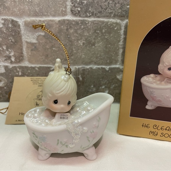 VTG 1987 Precious Moments “He Cleansed My Soul” Christmas Ornament.  Baptism - Picture 2 of 6